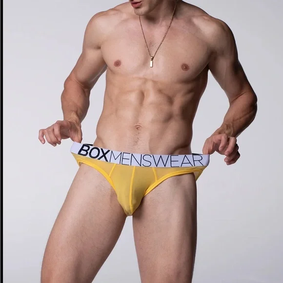 Box Menswear All Over mesh Briefs- Mellow Yellow M New - Picture 4 of 8